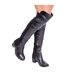 Womens/ladies britta faux leather mid heel thigh-high boots black Where´s That From