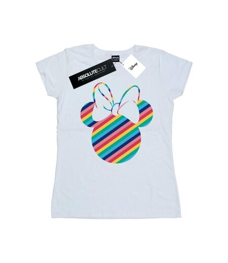 Disney T-shirt en coton Minnie Mouse visage arc-en-ciel Femme/Ladies (Blanc) - UTBI48740