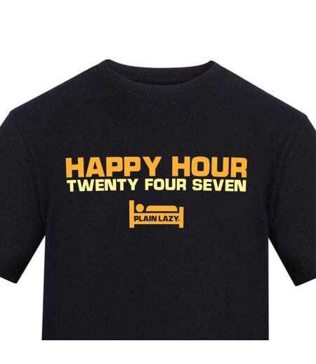 T-shirt Motif/style Imprimé Happy Hour Homme Noir Plain Lazy