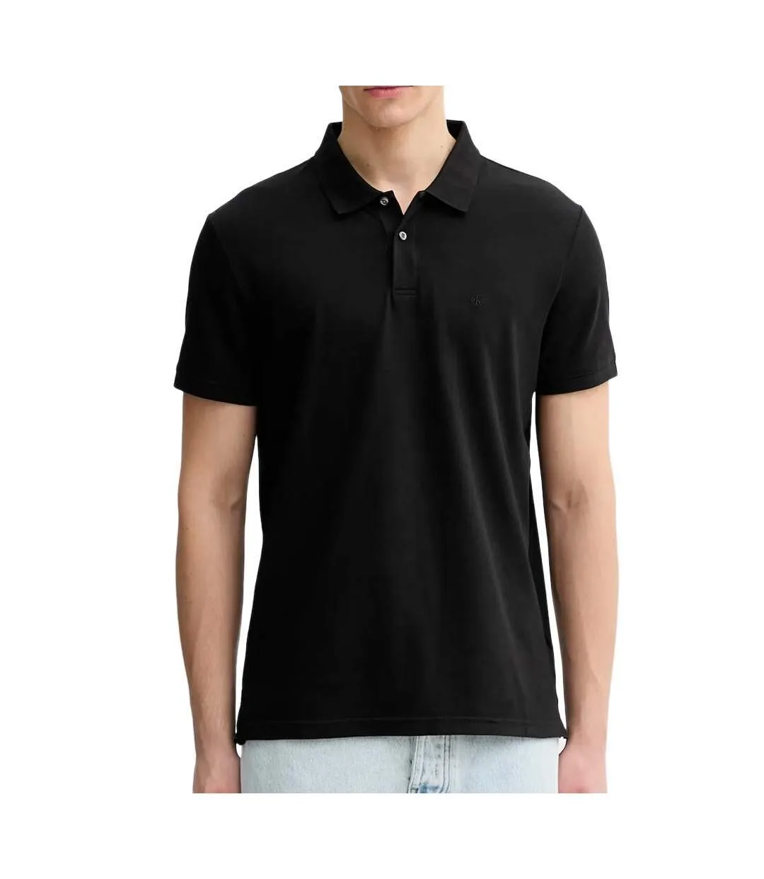 Polo noir homme calvin klein jeans refined-1