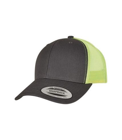 Unisex adult retro two tone trucker cap charcoal/neon green Flexfit