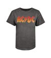AC/DC Womens/Ladies Logo Acid Wash T-Shirt (Vintage Charcoal)