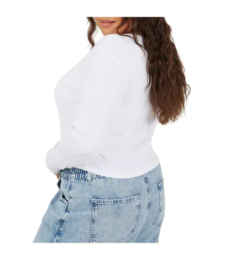 T-shirt Manches Longues Femme Blanc Brave Soul