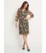 Robe courte dentelle plissée imprimée col V-1