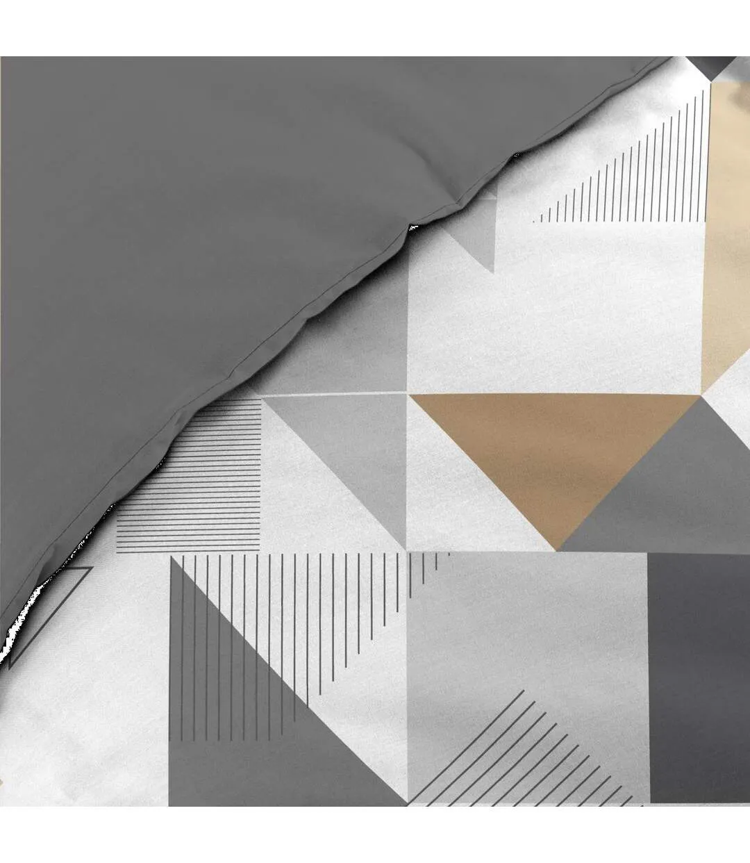 Parure de Lit 3 Pièces Trigone 240x220cm Gris-4