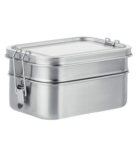 Double chan stainless steel lunch box one size matt silver MidOcean