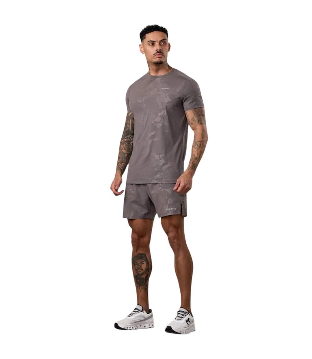 Mens Debossed T-shirt Gunmetal Gym King-4