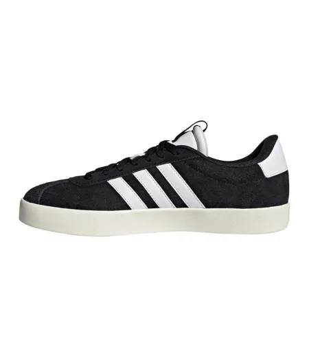 Womens/ladies Vl Court 3.0 Leather Flat Trainers Black White Adidas