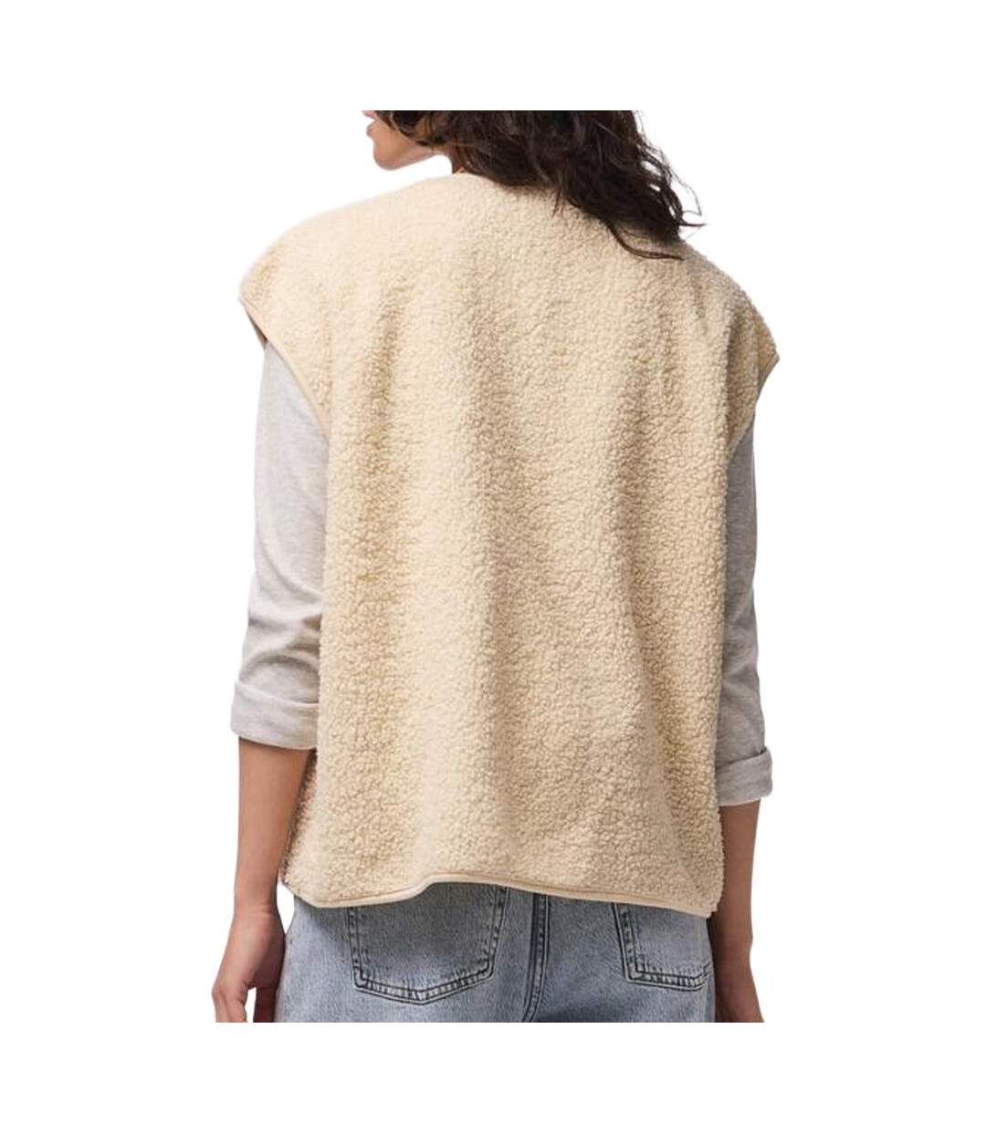 Gilet sans manche beige femme pieces katty-2