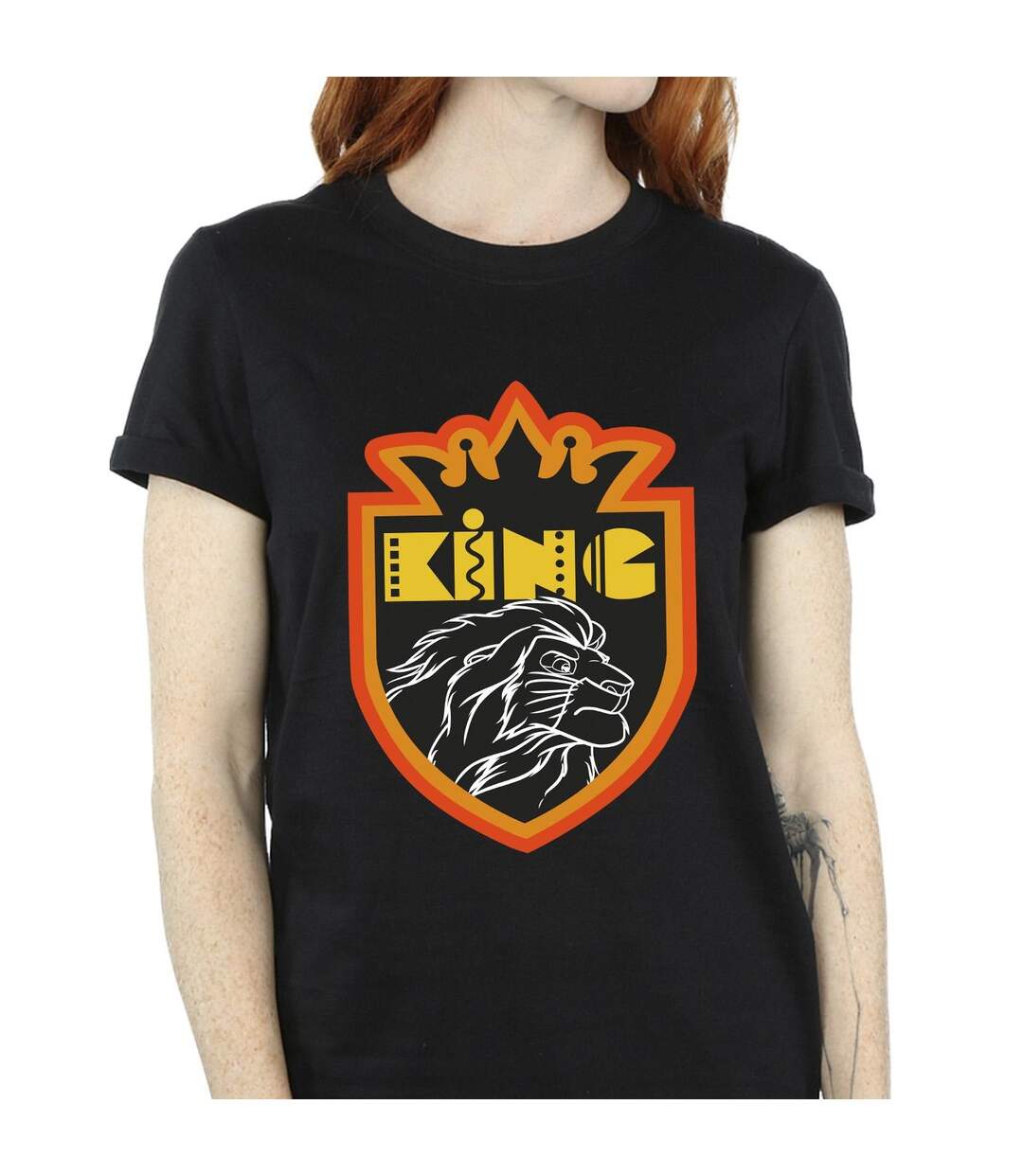 Disney Womens/Ladies The Lion King Crest Cotton Boyfriend T-Shirt (Noir) - UTBI29450-3