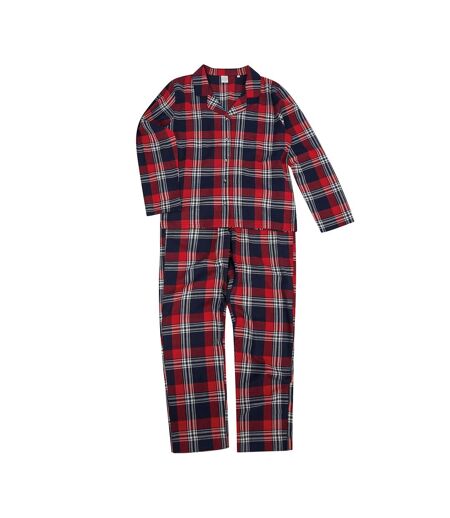 Womens/ladies Tartan Pyjama Set Red Navy SF
