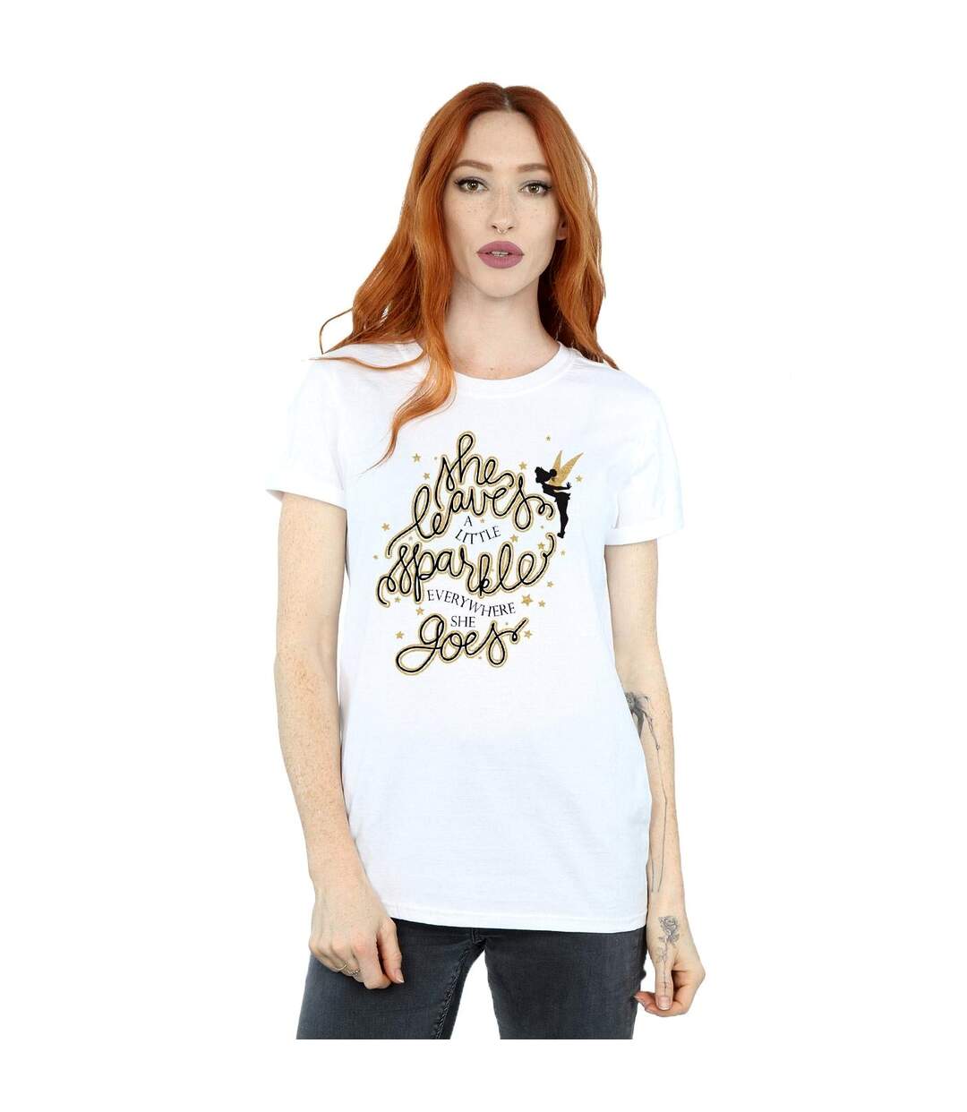 Disney Femme/Ladies - T-shirt boyfriend en coton avec étoiles de la Fée Clochette (Blanc) - UTBI46460-2