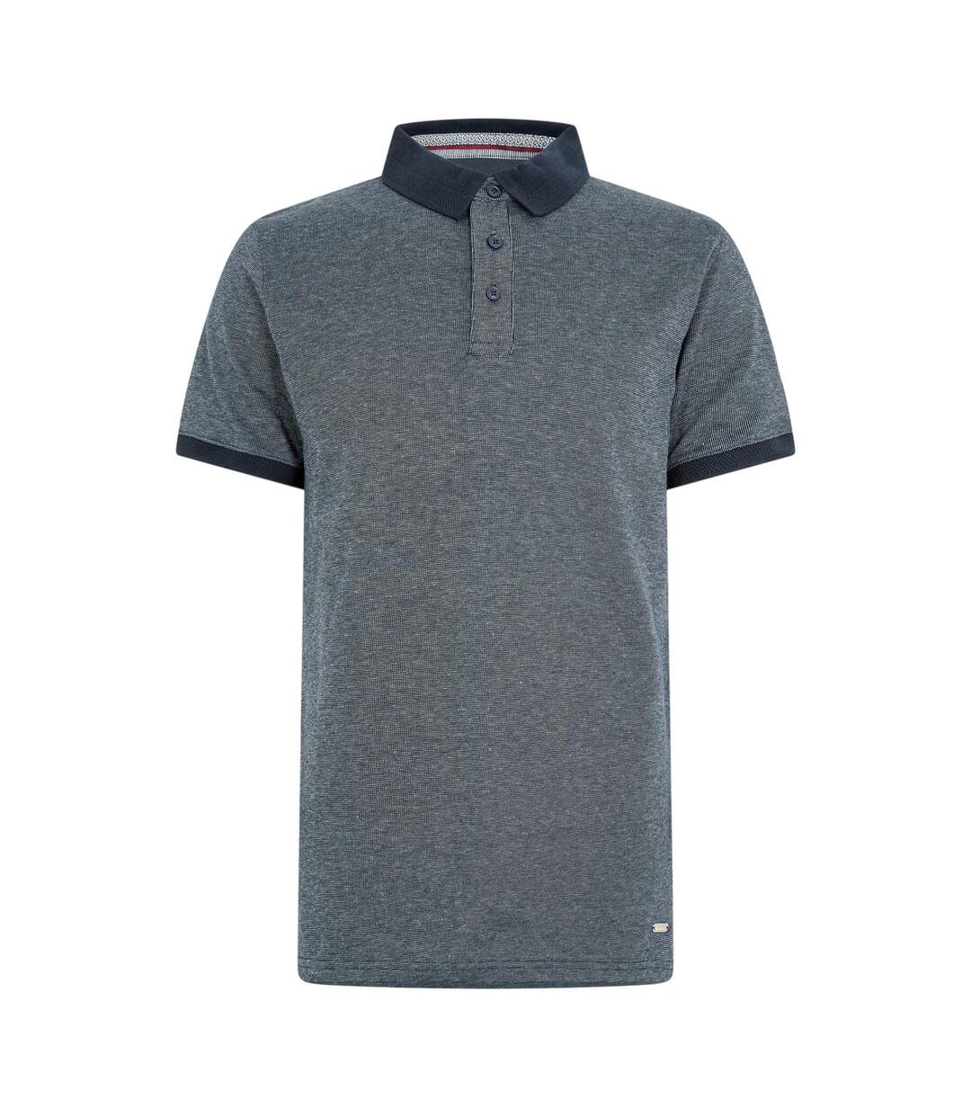 Mens Textured Ribbed Collar Polo Shirt Navy Threadbare-1