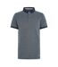 Mens Textured Ribbed Collar Polo Shirt Navy Threadbare-1