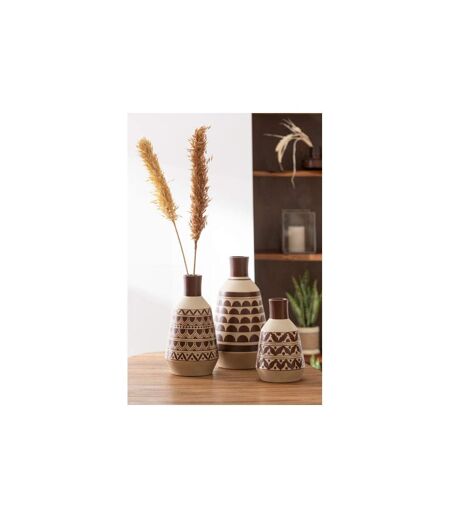 Vase Design Feuilles Jaisalmer 30cm Marron