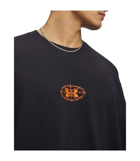 Mens Back Print Heavyweight T-shirt Black Orange Under Armour
