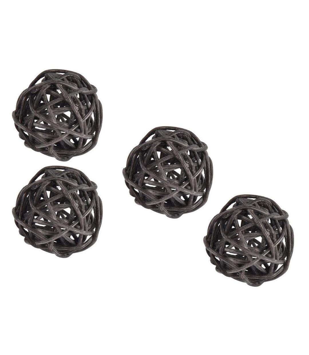 Lot de 10 Boules Décoratives Rotin 3cm Gris-1