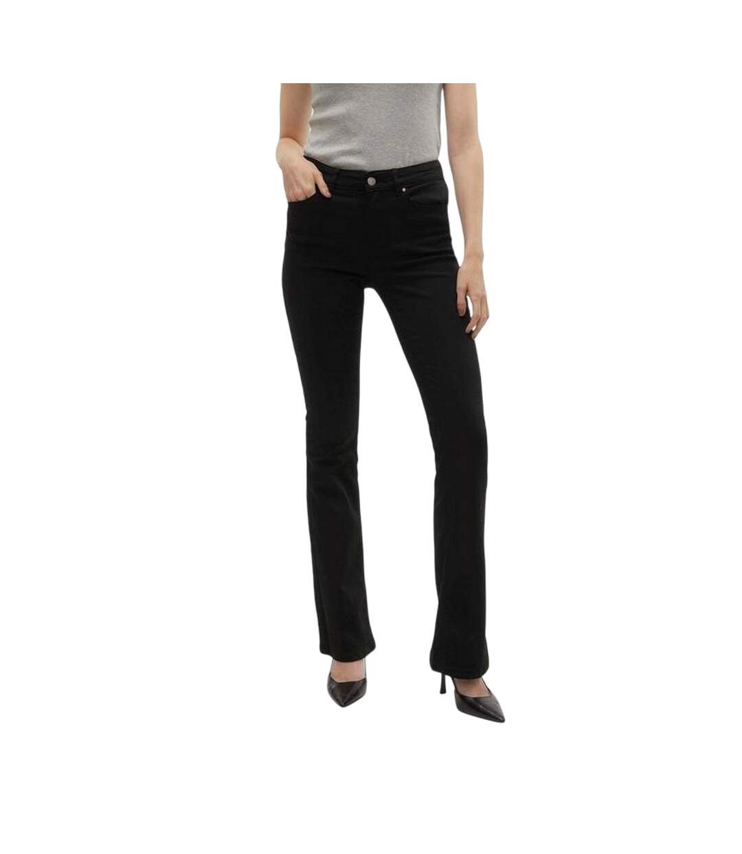 Womens/ladies Li140 Denim Flared Jeans Black Vero Moda-3