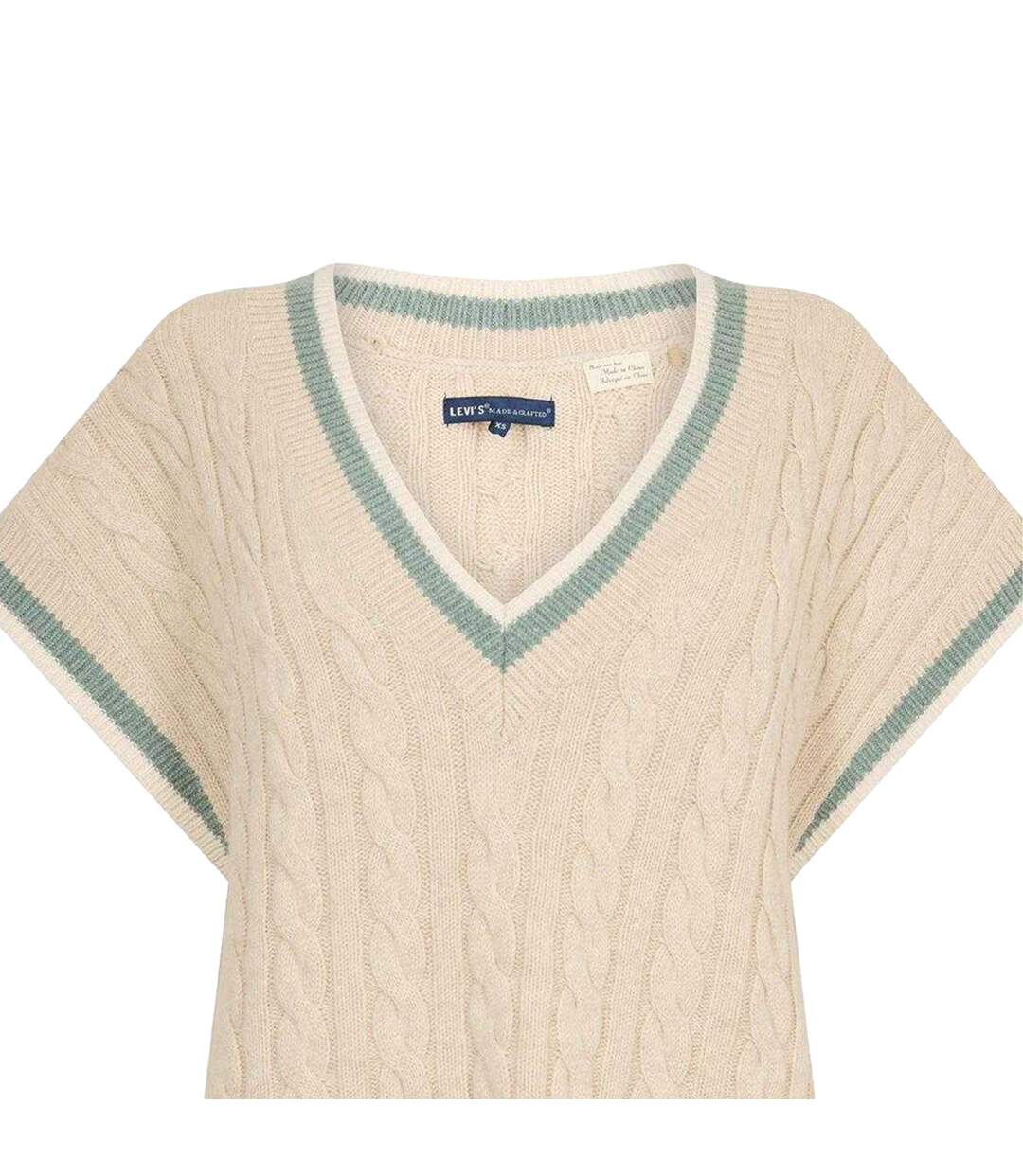 Womens/ladies Cable Knit Sweater Vest Varsity Green Levis-3