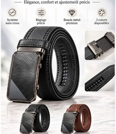 Ceinture homme cuir marron - Boucle automatique - Sophistication et confort
