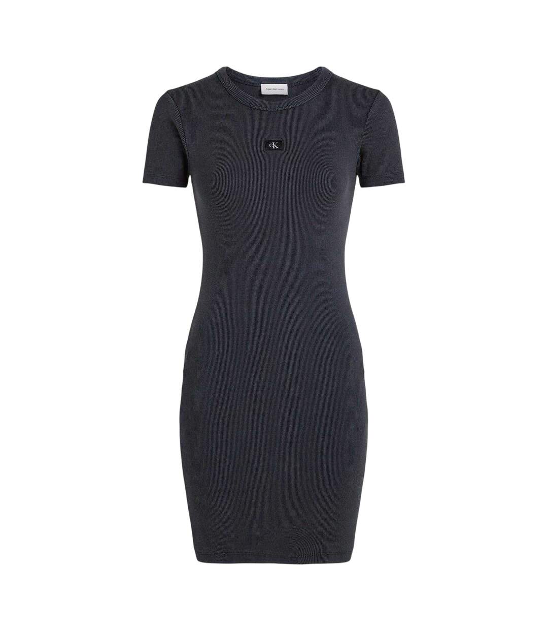 Robe Courte Motif/style Côtelé Femme Noir Délavé Calvin Klein-2