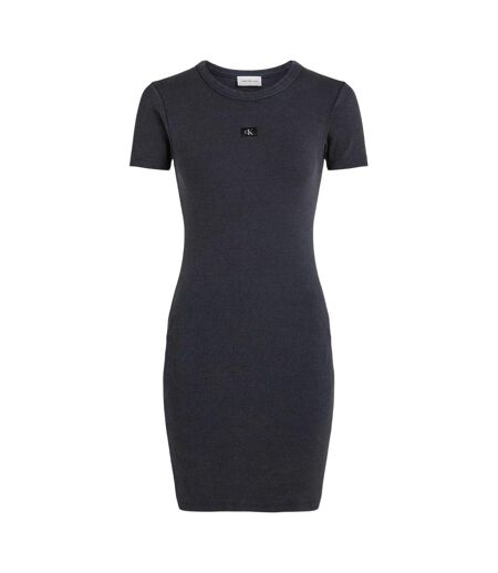 Robe Courte Motif/style Côtelé Femme Noir Délavé Calvin Klein