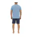 Ensemble Pyjama court homme en coton uni col boutonné & Logo poitrine Pierre Cardin-2