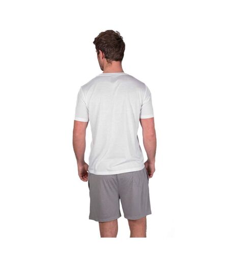 Mens crew neck short pyjama set white/light grey Light And Shade