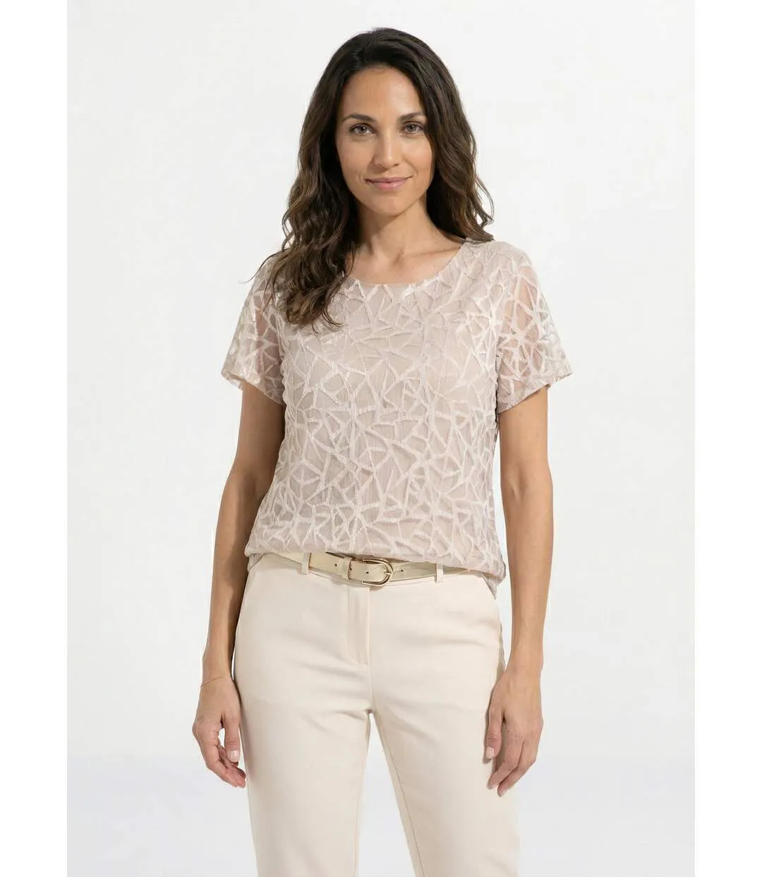 T-shirt dentelle manches courtes-1