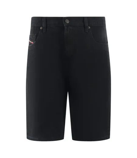 Mens D-strukt Denim Casual Shorts Black Diesel