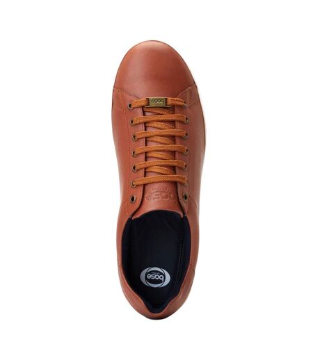 Mens Tucker Leather Soft Trainers Burnt Tan Base London
