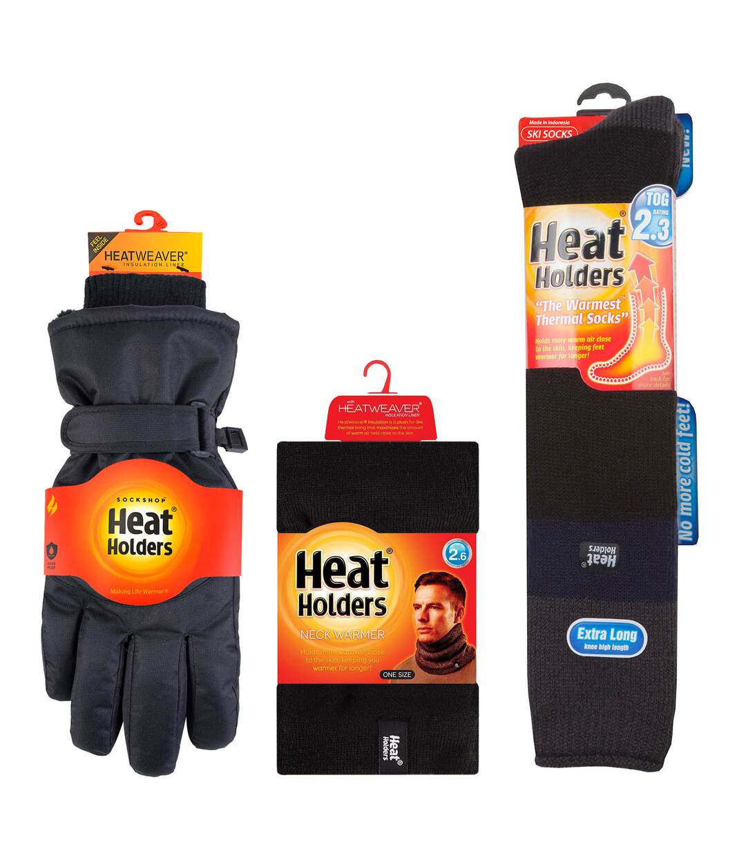 Mens Ski Set Neckwarmer Gloves & Thermal Ski Socks Winter Wear-2