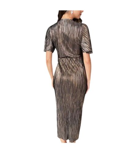 Womens/ladies Buckle Detail Party Wrap Dress Bronze Ax