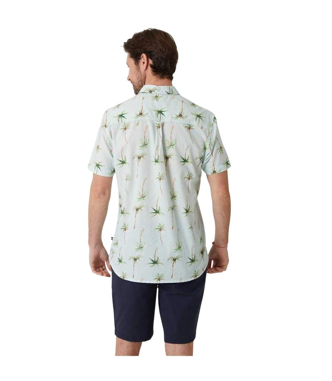 Mens Palm Print Regular Short-sleeved Shirt Sky Blue Saltwell-3