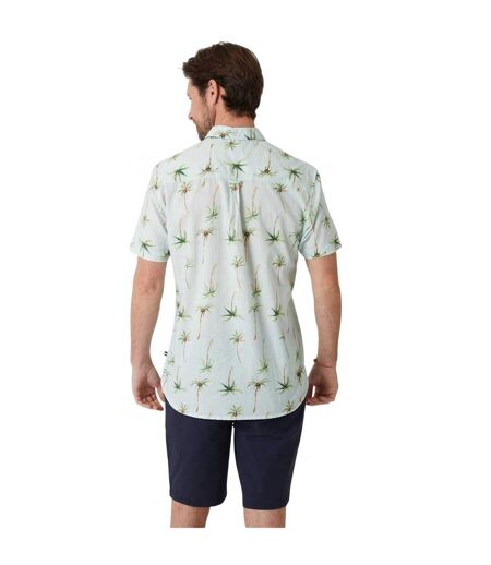 Mens Palm Print Regular Short-sleeved Shirt Sky Blue Saltwell
