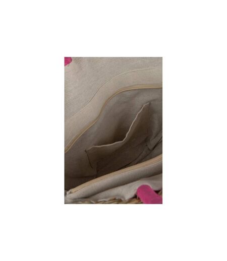 Sac de Plage Fleur 40cm Naturel & Fuchsia