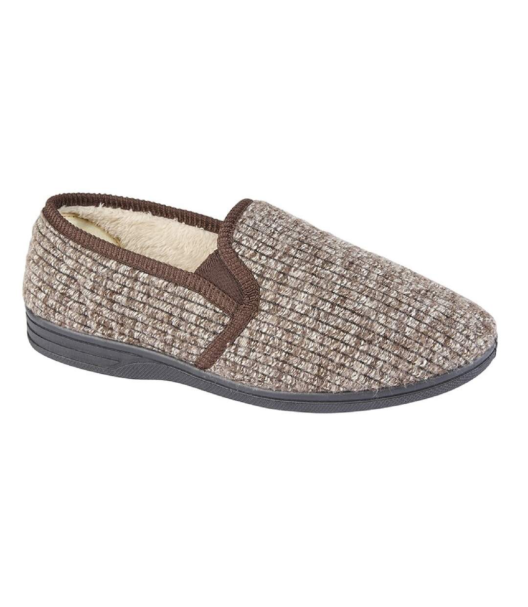 Zedzzz Mens Keith Fluffy Classic Slippers (Brown) - UTDF1533