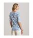 Womens/ladies Floral T-shirt White Blue Ralph Lauren-3