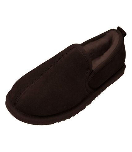 Eastern Counties Leather Mens Sheepskin Lined Hard Sole Slippers (Chocolate) - UTEL168