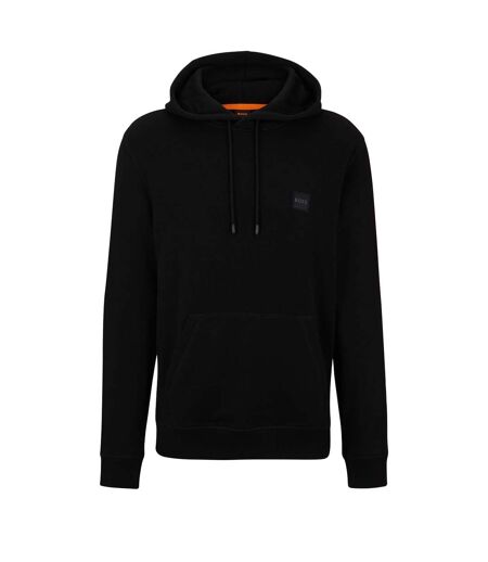Mens Wetalk Patch Logo Hoodie Black Hugo Boss