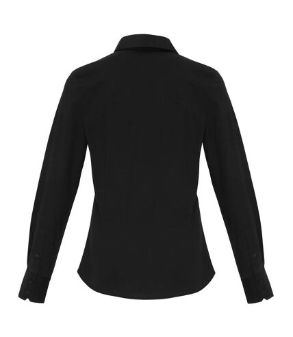 Premier Womens/Ladies Stretch Fit Poplin Long Sleeve Blouse (Black) - UTRW6588