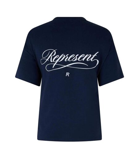 Mens Script Graphic Logo Slub Oversized T-shirt Navy Represent