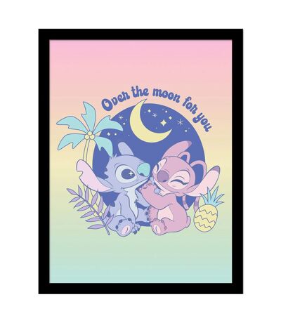 Lilo & Stitch - Poster encadré OVER THE MOON (Rose / Bleu / Jaune) (45 cm x 35 cm x 1,7 cm) - UTPM8570