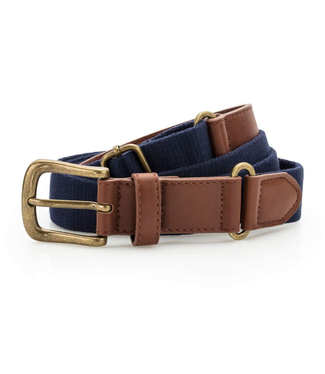 Ceinture en toile et simili cuir - AQ902 - bleu marine-2