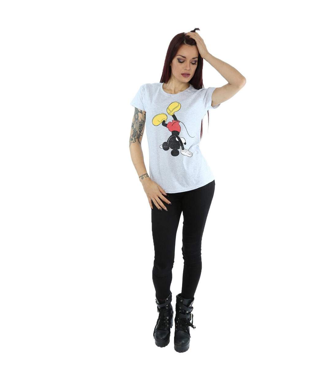 Disney T-shirt en coton à l'envers Mickey Mouse Femme/Femme (Gris sportif) - UTBI31422-4