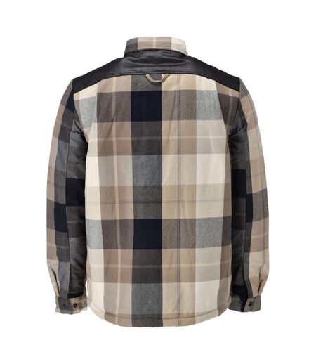 Mens Customised Checked Pile Shirt Dark Sand Mascot