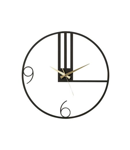 Paris Prix - Horloge Murale En Métal lignes 49cm Noir