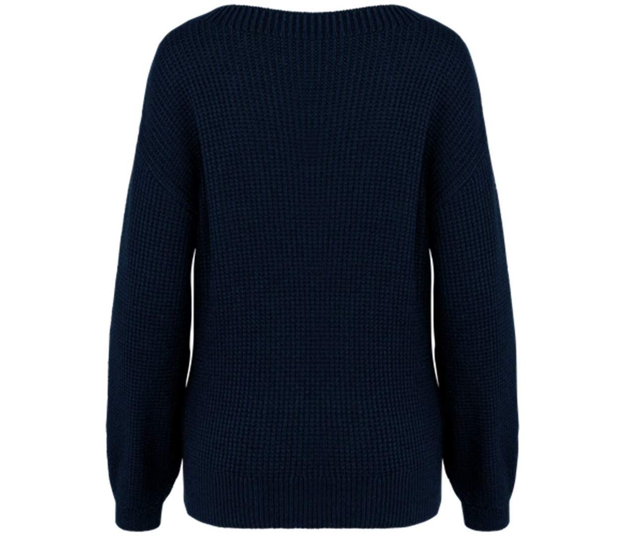 Pull écoresponsable femme en laine Mérinos - PAT920 - bleu marine-2