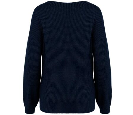 Pull écoresponsable femme en laine Mérinos - PAT920 - bleu marine