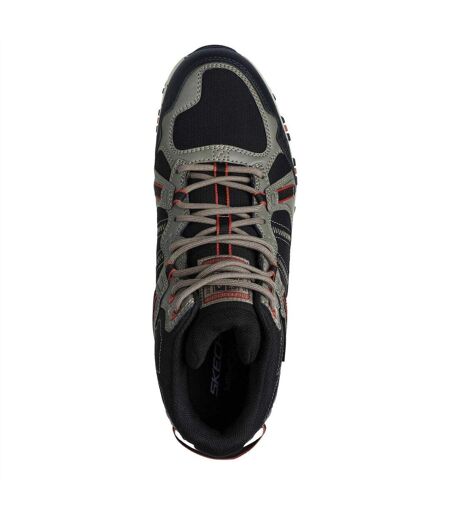 Mens Hillcrest Logo Leather Walking Boots Natural Black Skechers